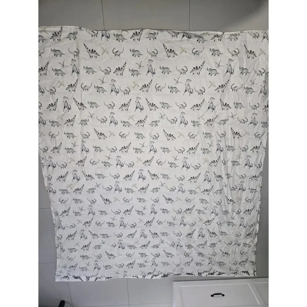 Pottery Barn Kids blue dinosaurs skeletons FLAT sheet EUC 100% cotton FULL